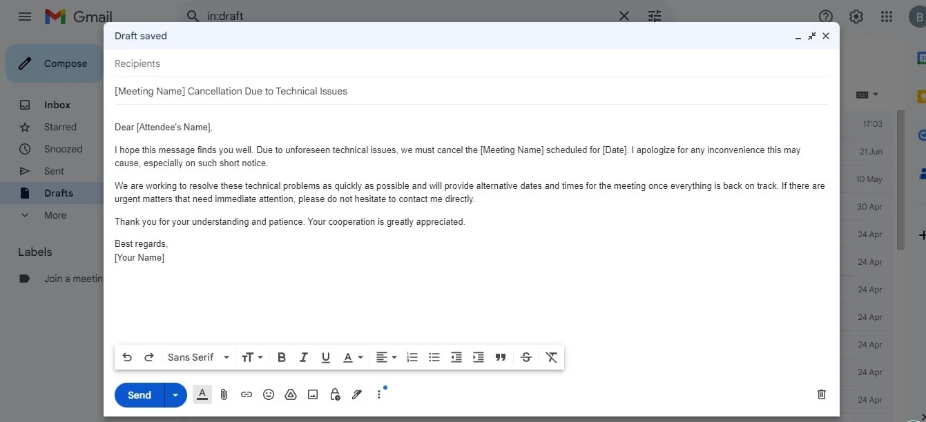 Cancel meeting via email guide, examples, and email templates